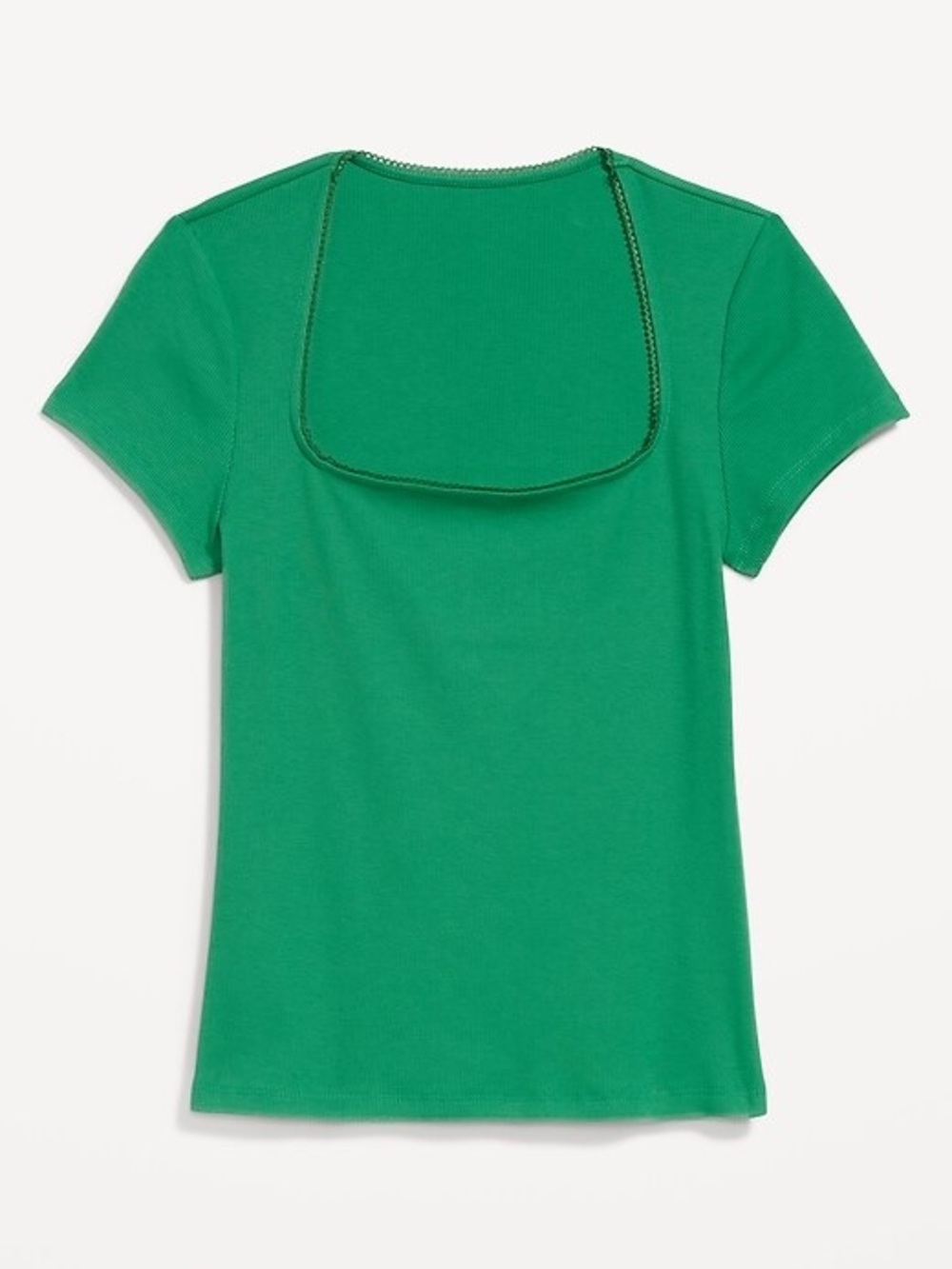 Old Navy Kelly Green Short-Sleeve Ribbed Square Neck Top Tall Length